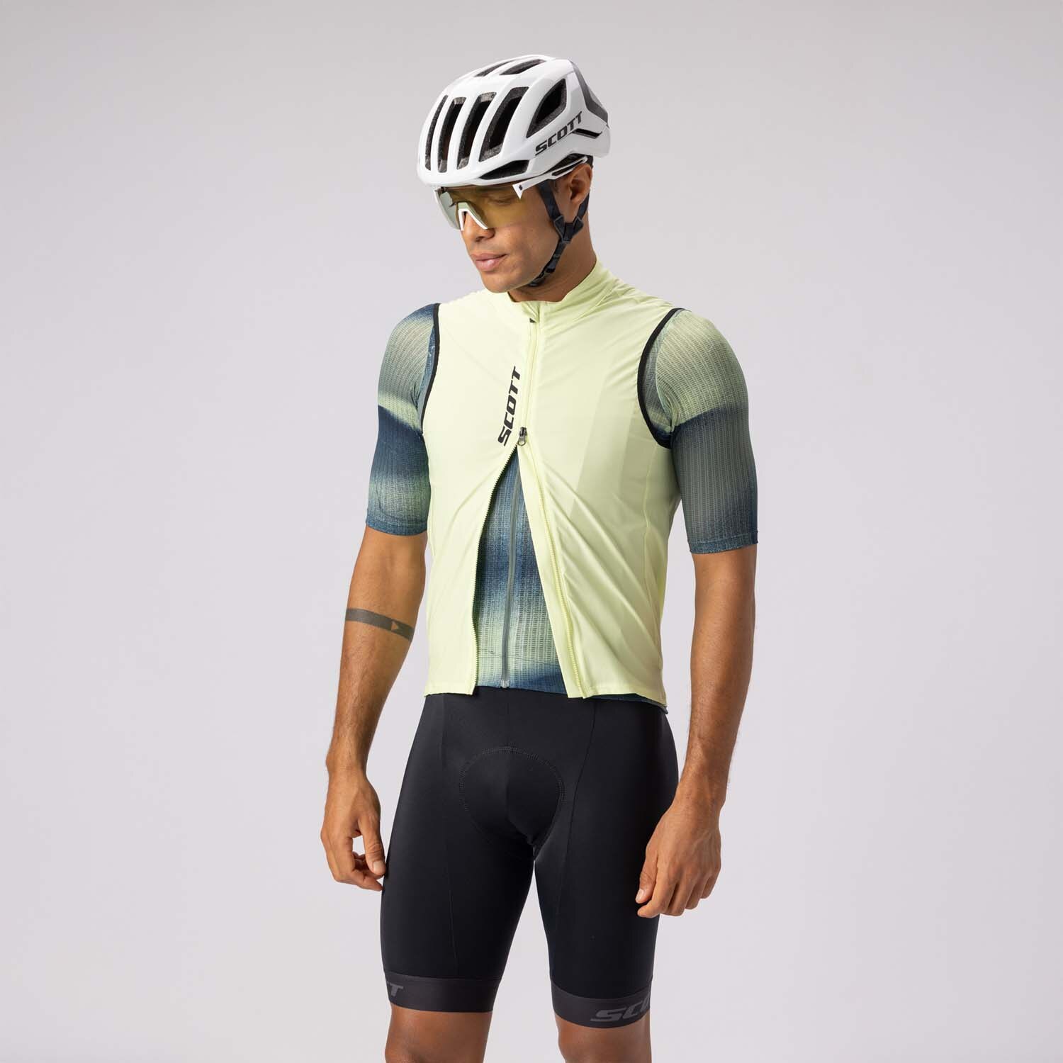 Chaleco de ciclismo de hombre PRO WIND BLOCKER Scott - Blanco roto Amarillo-5