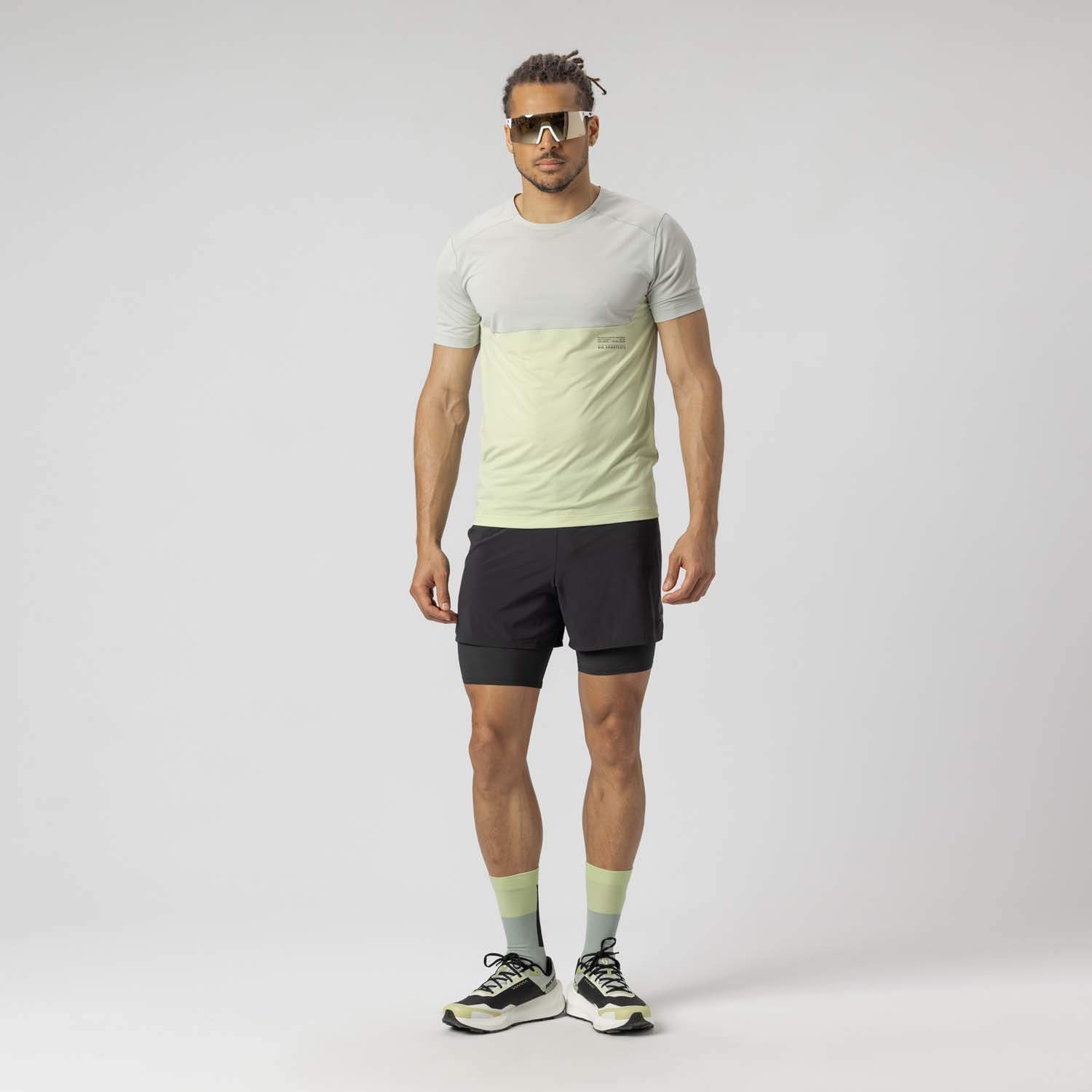 Camiseta de running de hombre ENDURANCE TECH SS Scott - Gris / Amarillo Gris / Amarillo-1