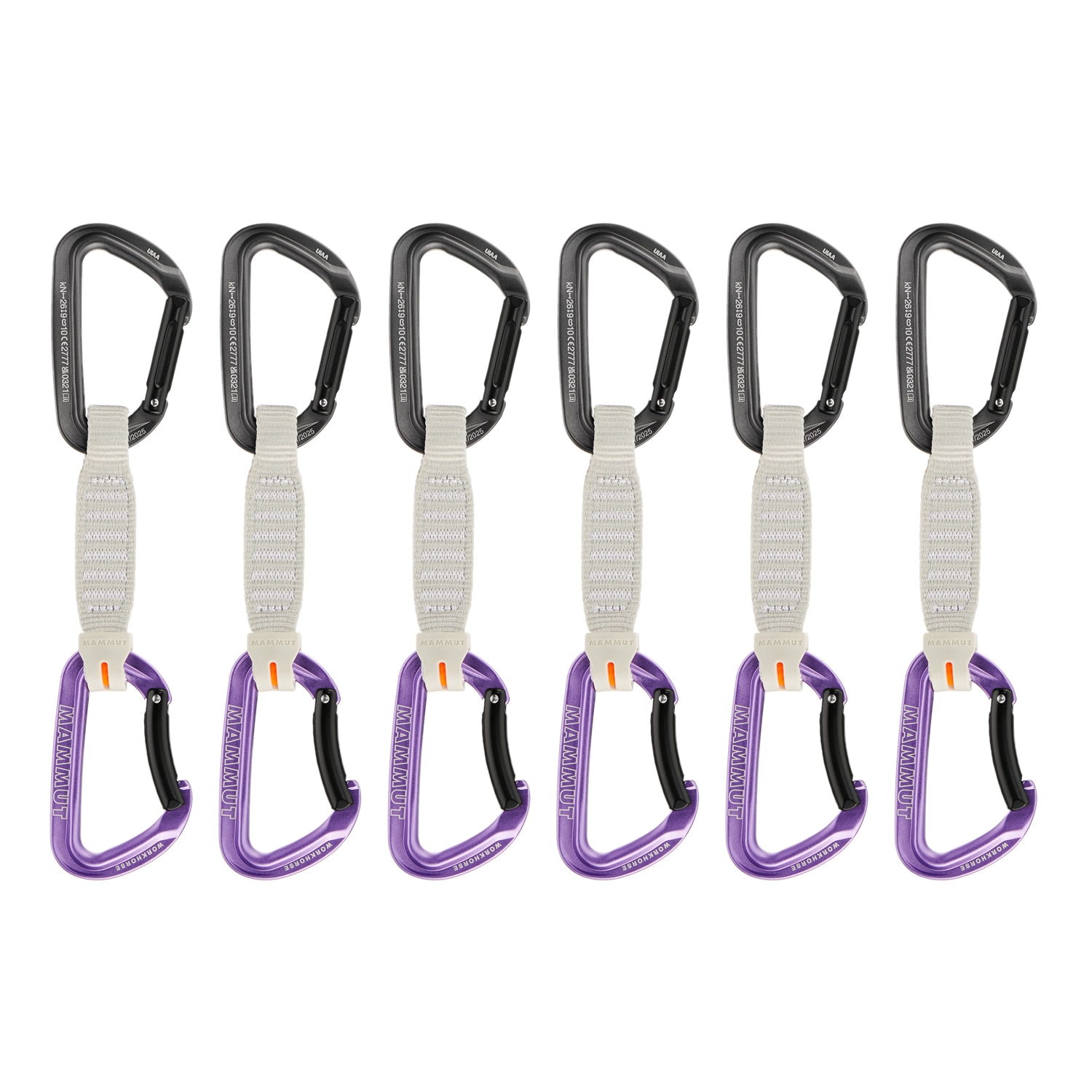 Mammut - Pack de 6 cintas express de escalada WORKHORSE KEYLOCK 12 cm Mammut.