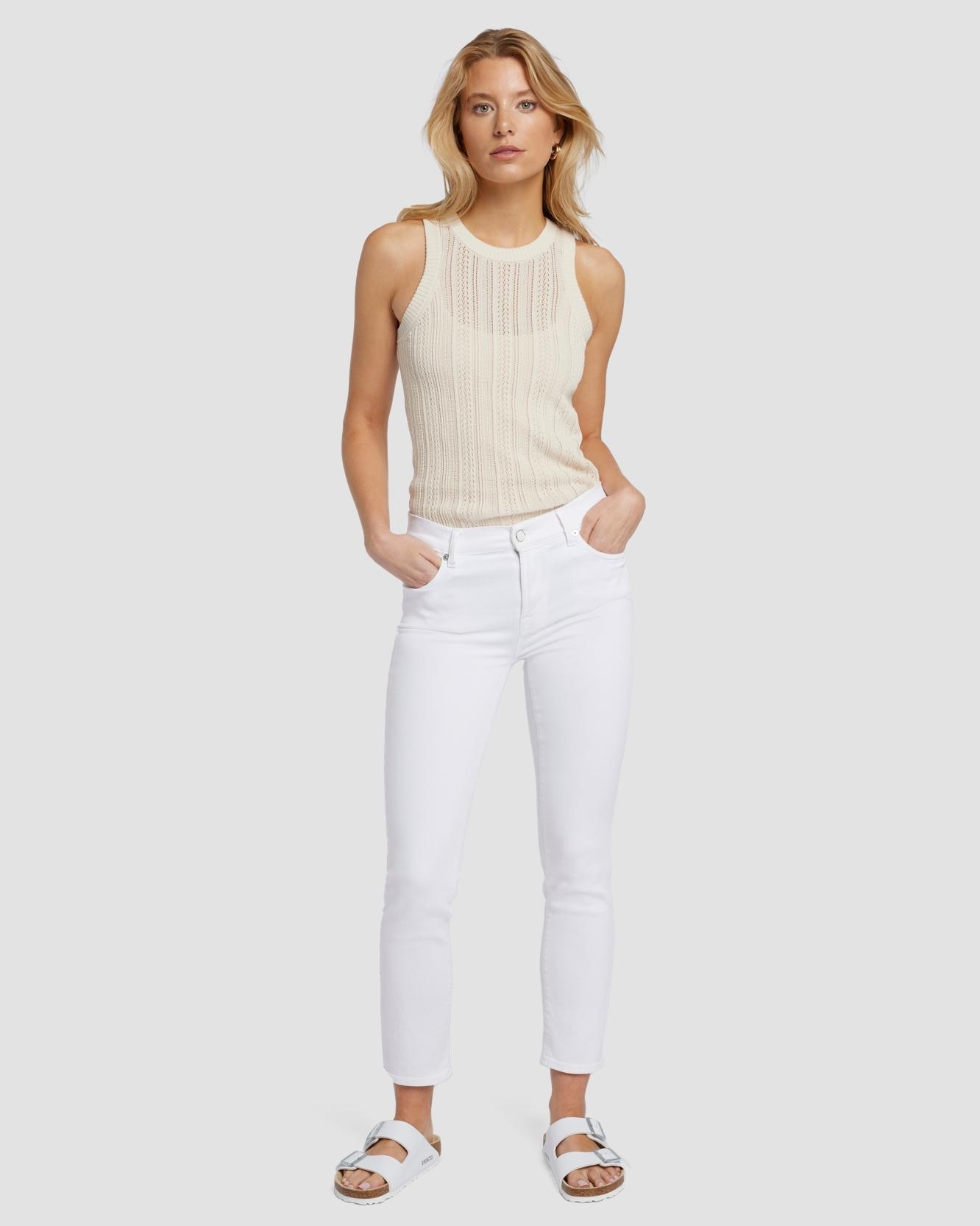7 For all mankind - Vaquero recto de mujer Roxanne Ankle de tiro medio.