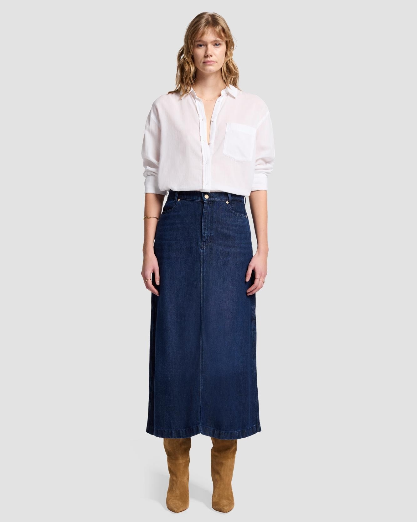 7 For all mankind - Falda largo en denim.