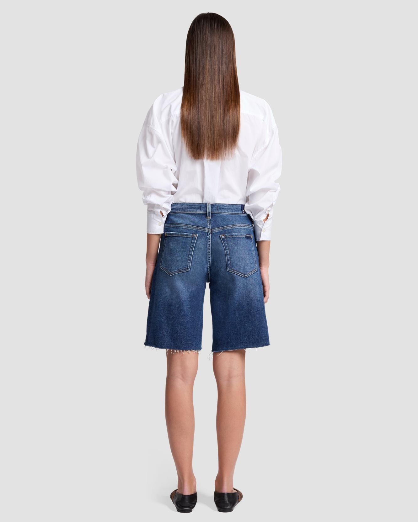 Shorts de mujer boy de tiro medio - 7 For all mankind - Azul marino Azul marino-3