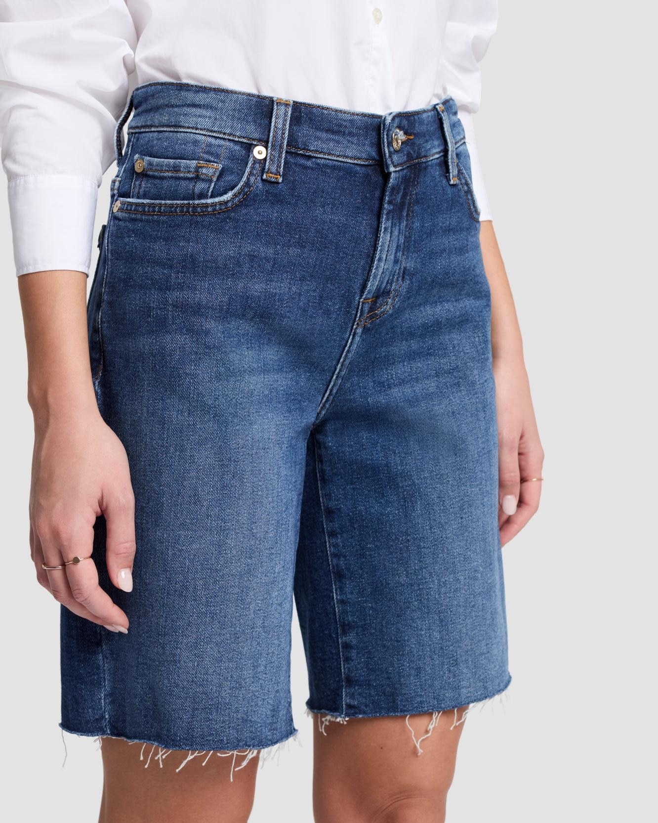 Shorts de mujer boy de tiro medio - 7 For all mankind - Azul marino Azul marino-4