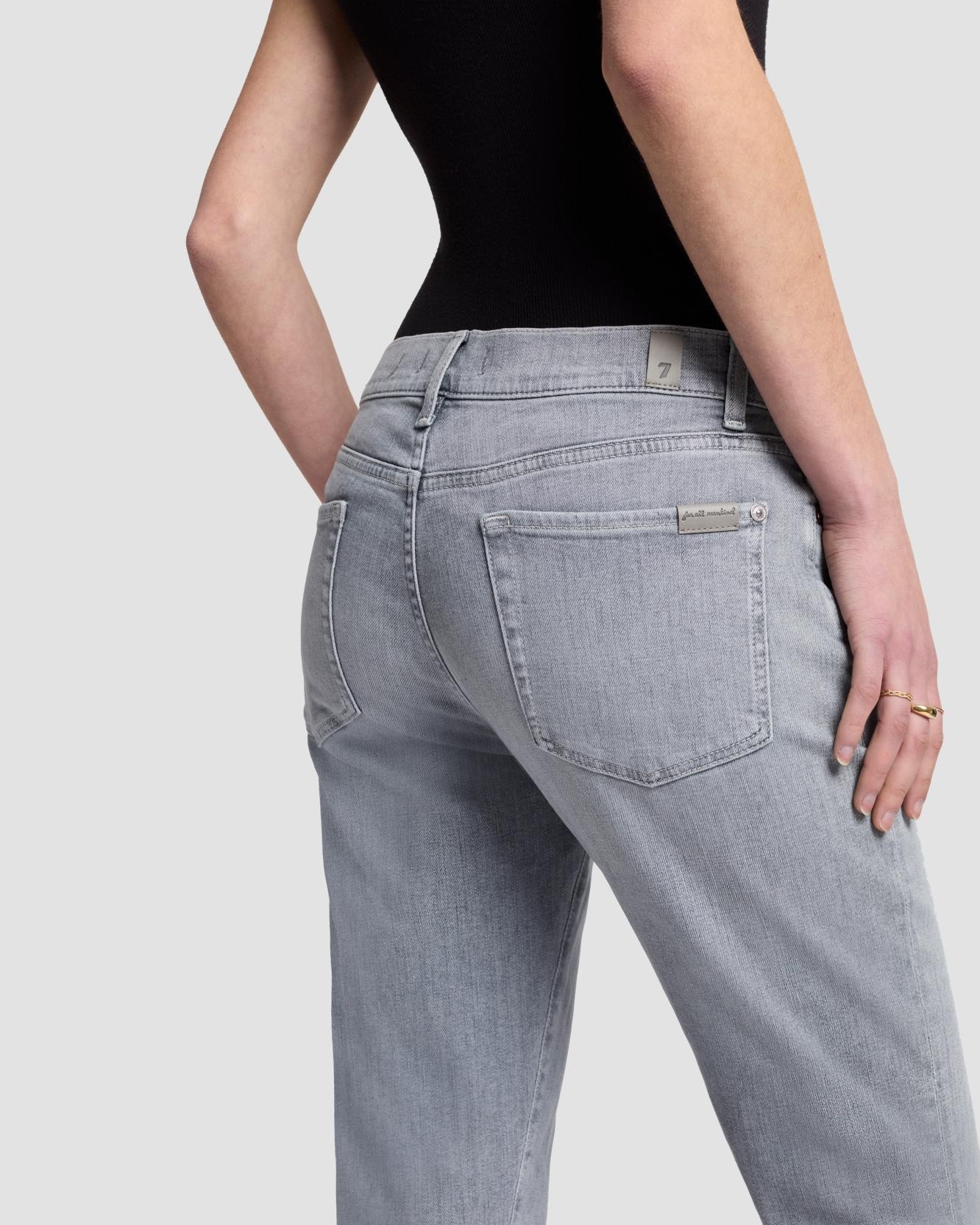 Vaquero boyfriend de mujer relaxed skinny de tiro medio - 7 For all mankind - Gris Gris-4