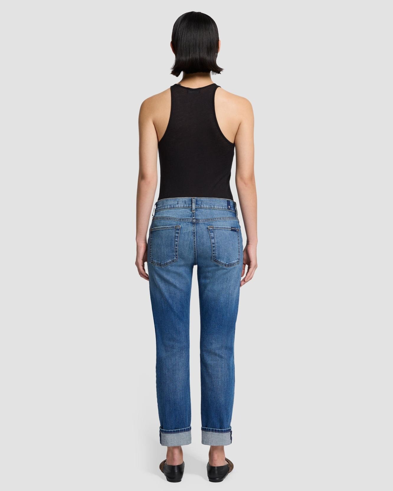 Vaquero recto de mujer relaxed skinny de tiro medio - 7 For all mankind - Azul índigo Azul índigo-3