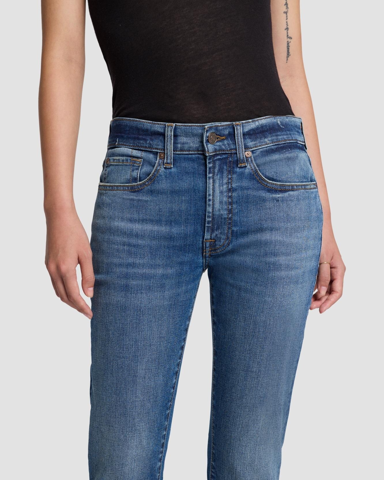Vaquero recto de mujer relaxed skinny de tiro medio - 7 For all mankind - Azul índigo Azul índigo-4