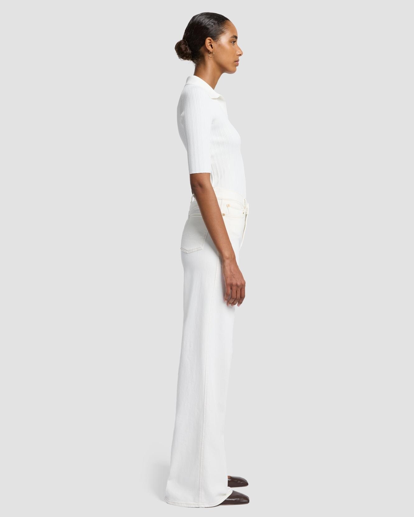 Vaquero campana de mujer Lotta de tiro alto - 7 For all mankind - Blanco Blanco-5