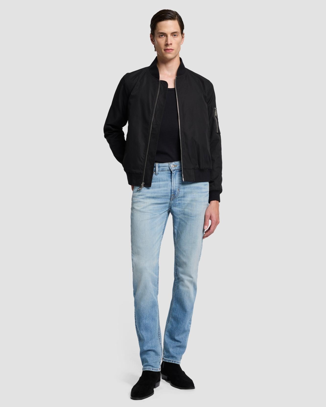 7 For all mankind - Vaqueros de hombre slim de tiro medio en color azul claro.