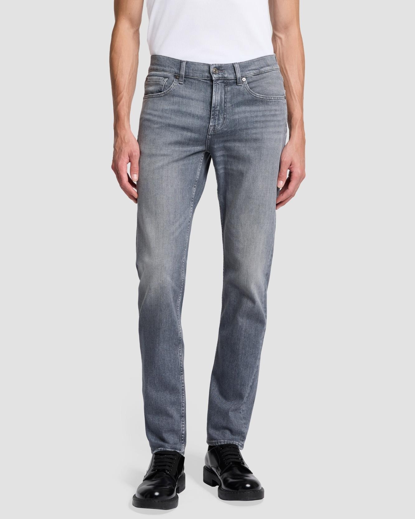 Vaqueros de hombre slim de tiro medio en color - 7 For all mankind - Gris Gris-2