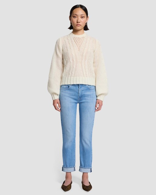 Imagen 0 de Vaquero recto de mujer relaxed skinny de tiro medio