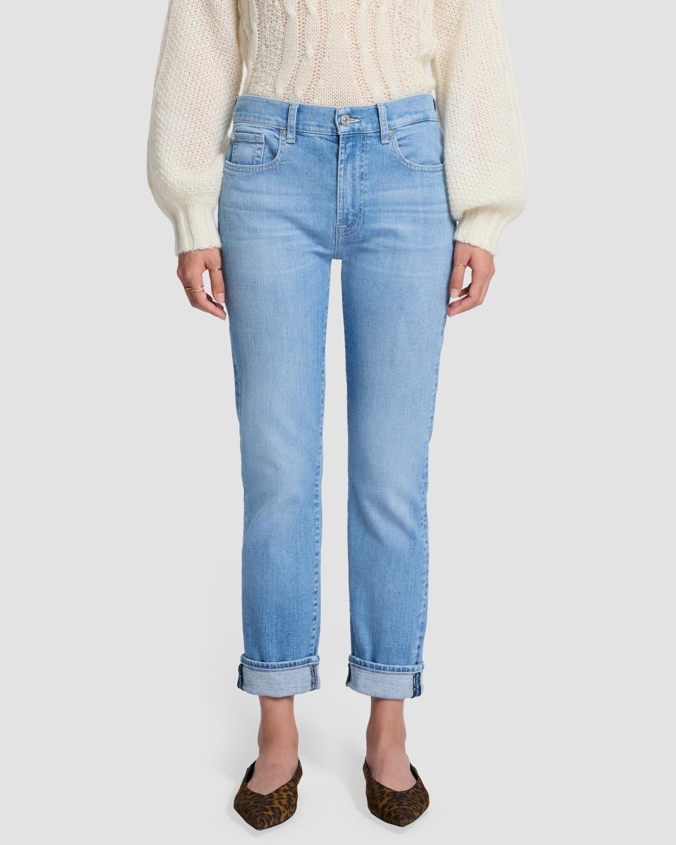 Vaquero recto de mujer relaxed skinny de tiro medio - 7 For all mankind - Azul claro Azul claro-2