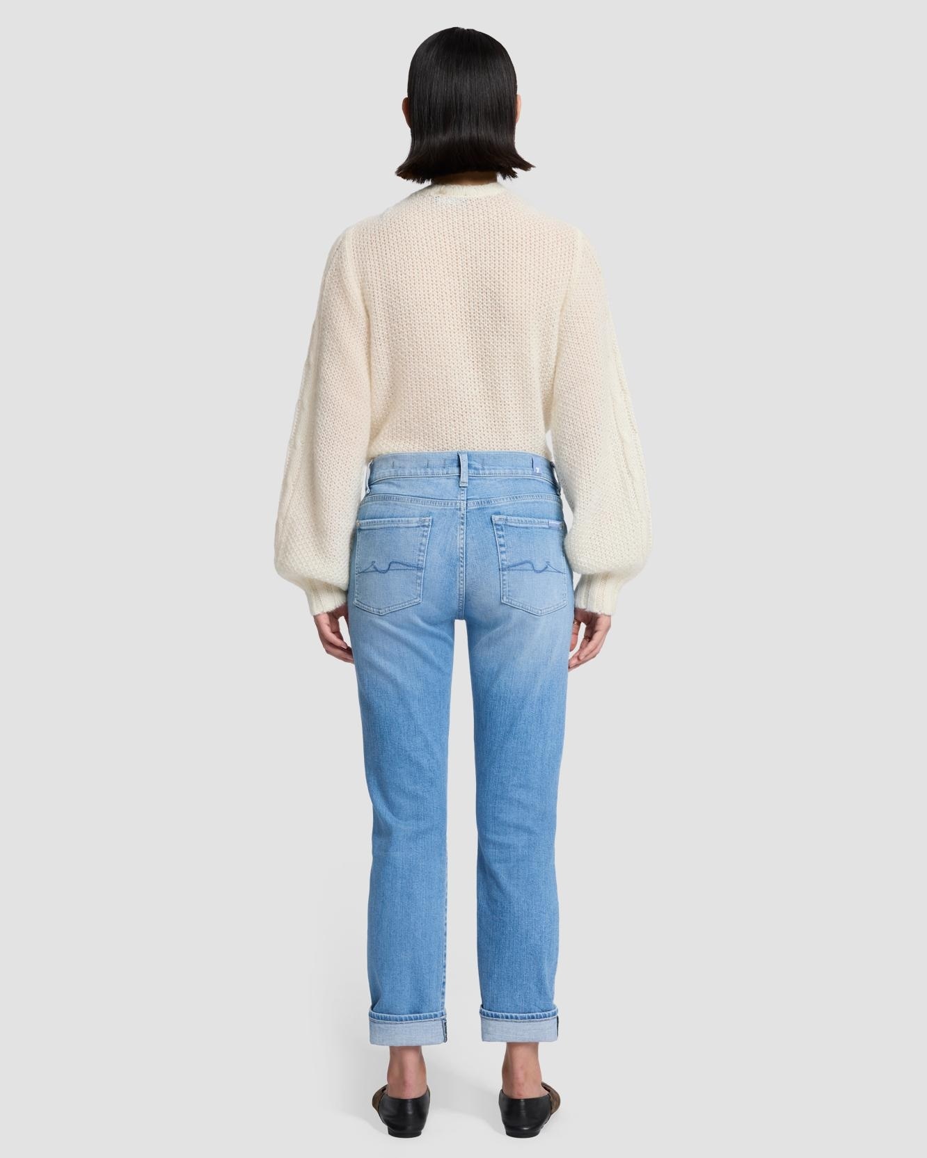 Vaquero recto de mujer relaxed skinny de tiro medio - 7 For all mankind - Azul claro Azul claro-3