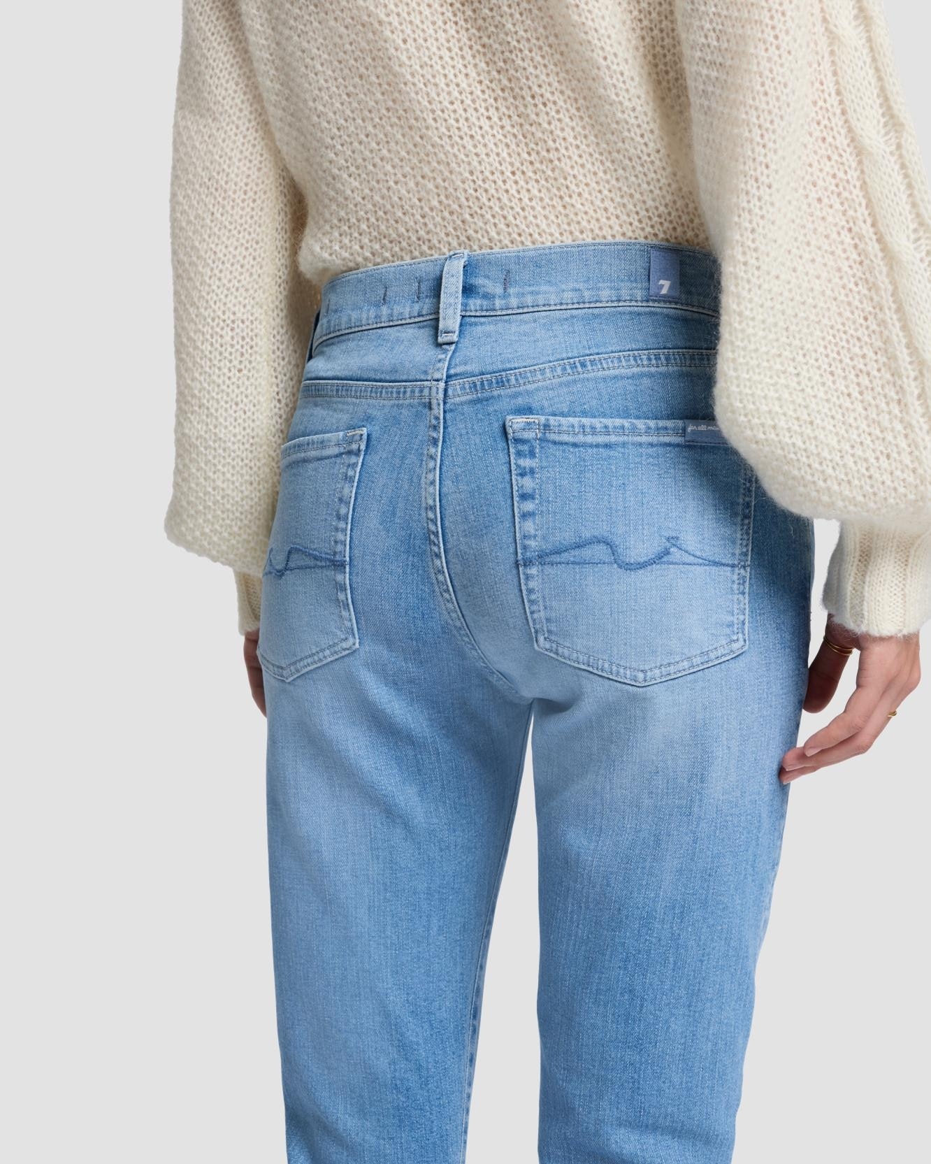 Vaquero recto de mujer relaxed skinny de tiro medio - 7 For all mankind - Azul claro Azul claro-4