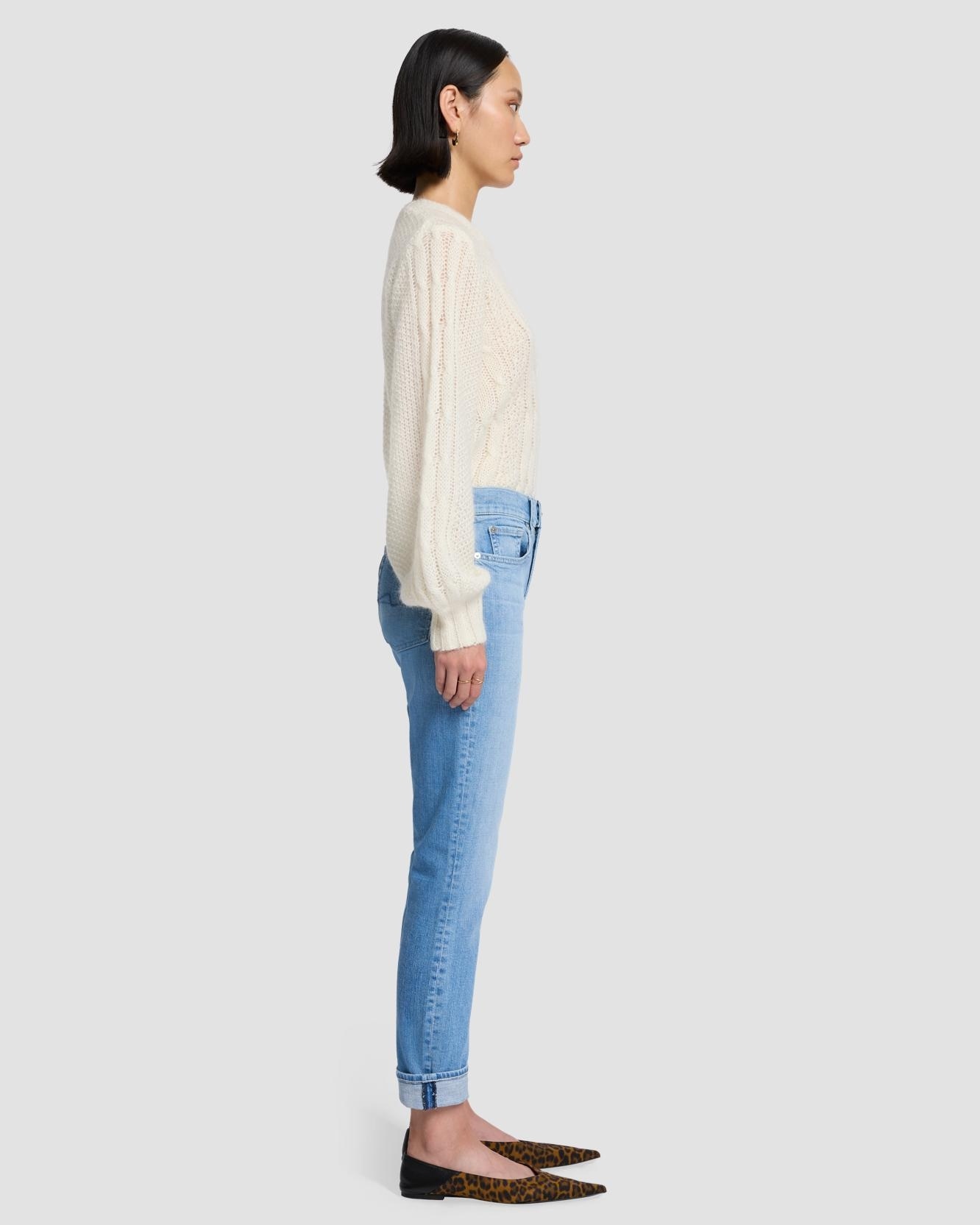Vaquero recto de mujer relaxed skinny de tiro medio - 7 For all mankind - Azul claro Azul claro-5