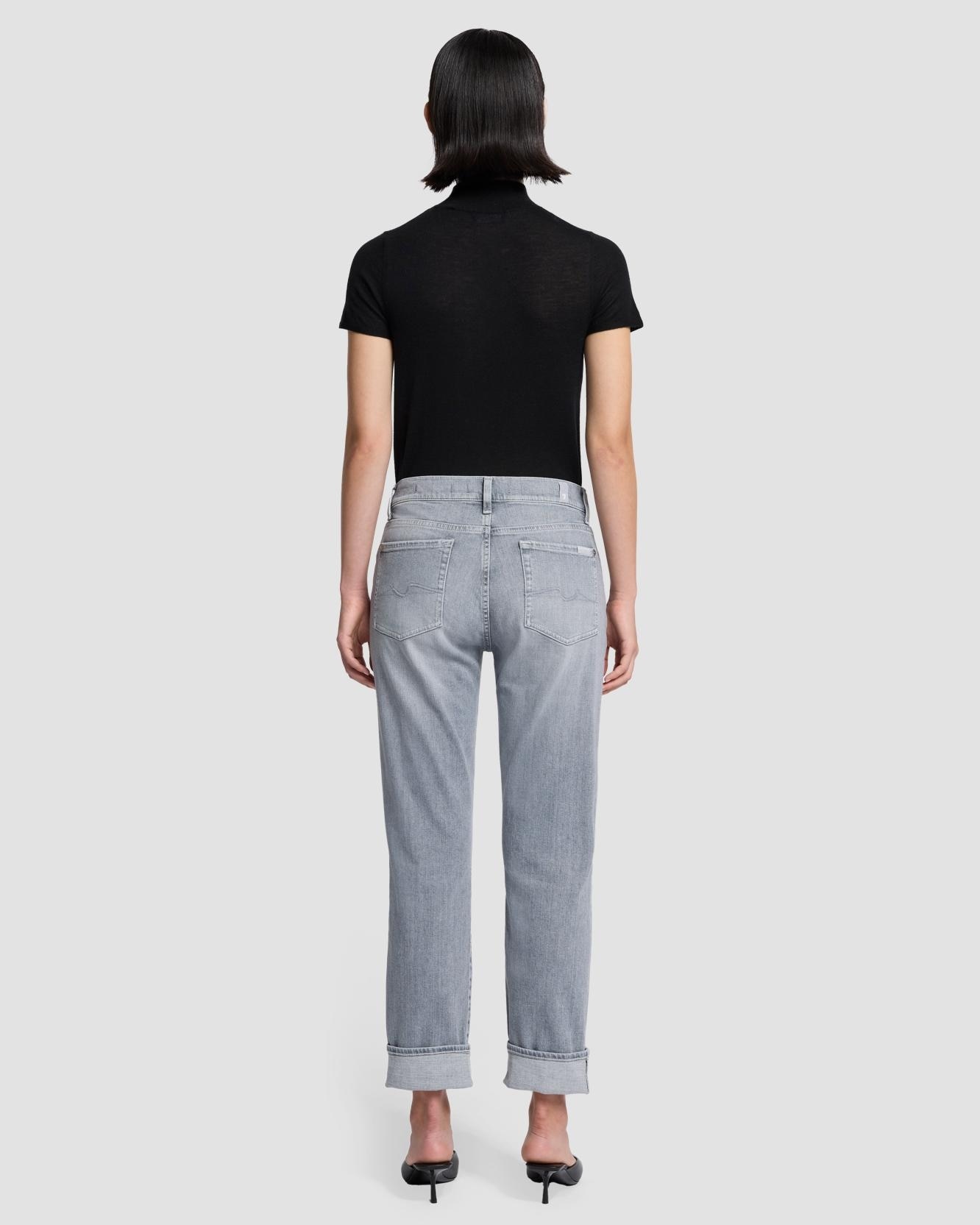 Vaquero recto de mujer relaxed skinny de tiro medio - 7 For all mankind - Gris Gris-3
