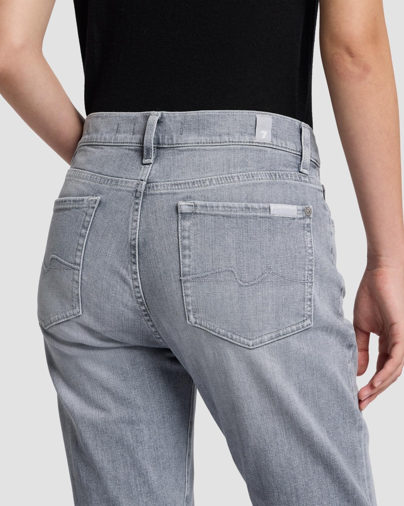 Vaquero recto de mujer relaxed skinny de tiro medio - 7 For all mankind - Gris Gris-4