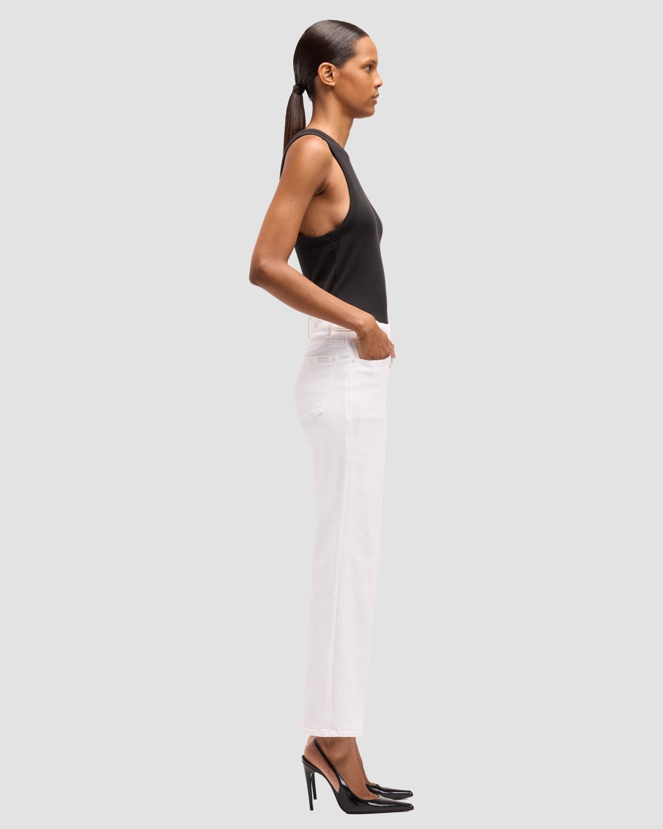 Vaqueros rectos de mujer calie straight de tiro medio - 7 For all mankind - Blanco Blanco-5