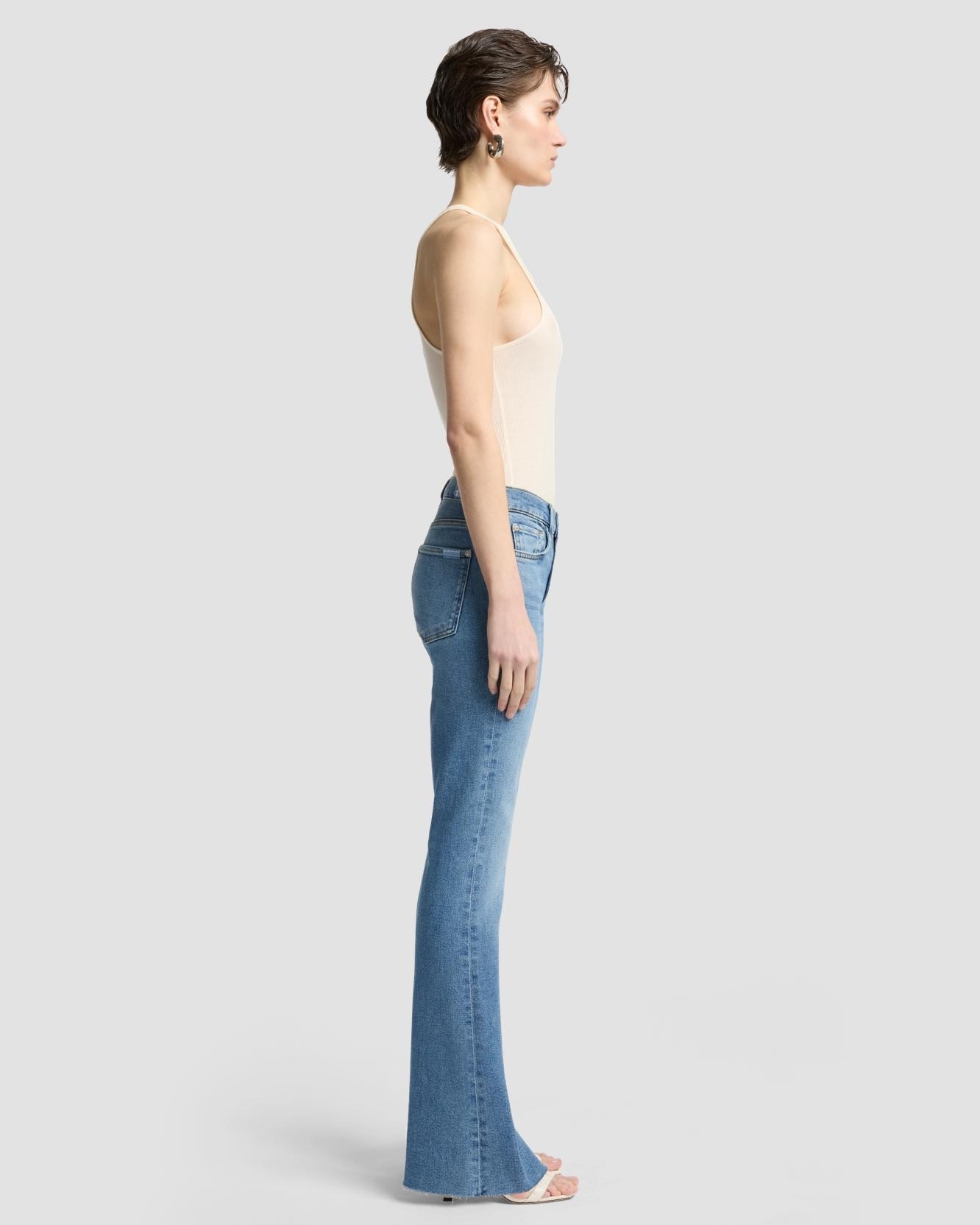 Vaqueros campana de mujer bootcut tailorless de tiro alto - 7 For all mankind - Azul denim Azul denim-5
