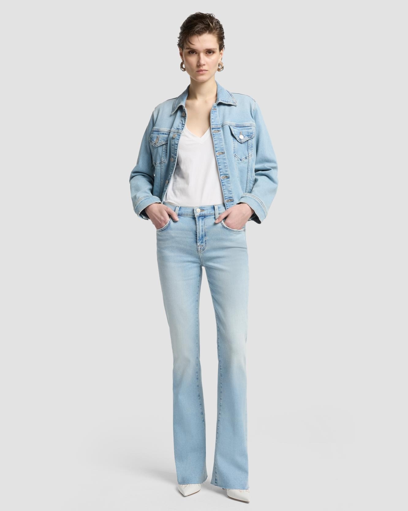 Vaqueros campana de mujer bootcut tailorless de tiro alto - 7 For all mankind - Azul claro Azul claro-1