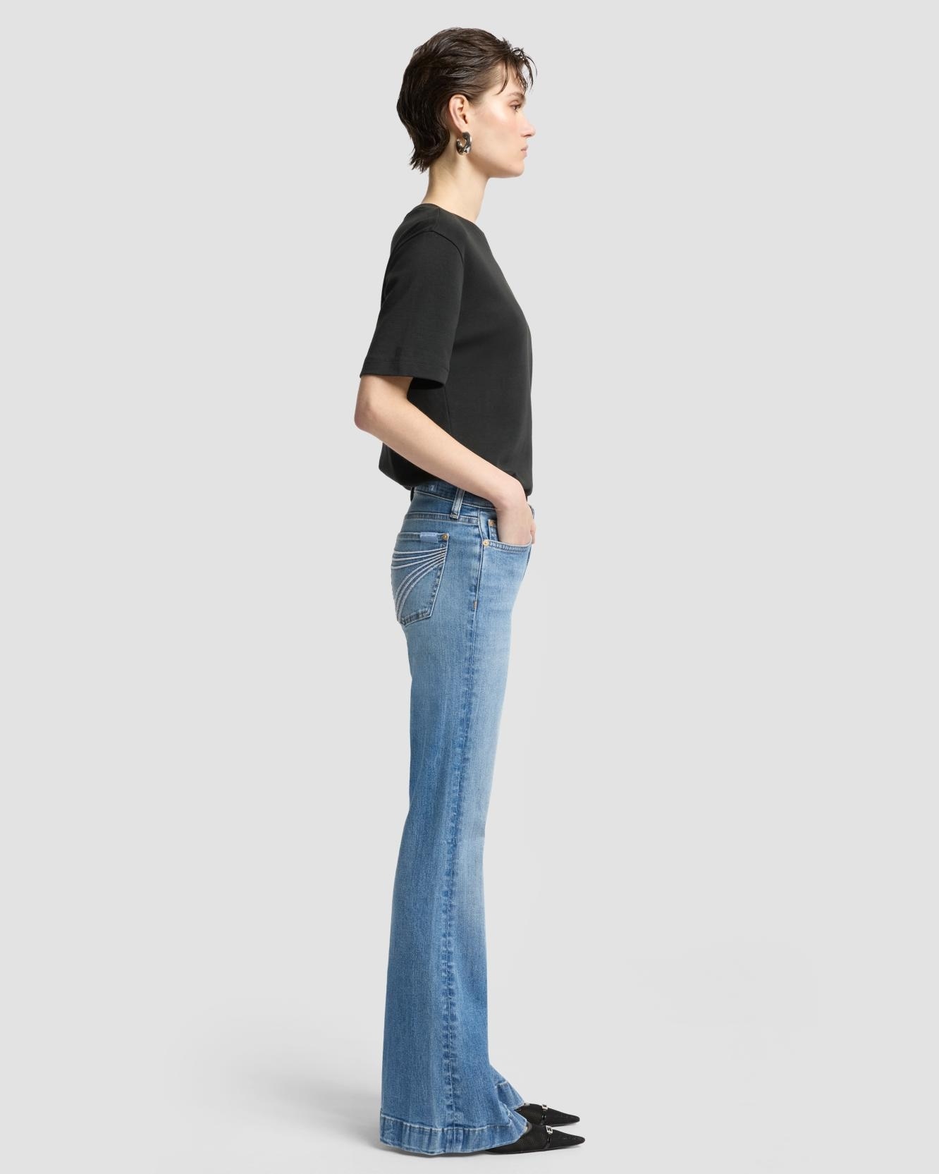 Vaqueros campana de mujer dojo tailorless de tiro alto - 7 For all mankind - Azul claro Azul claro-5