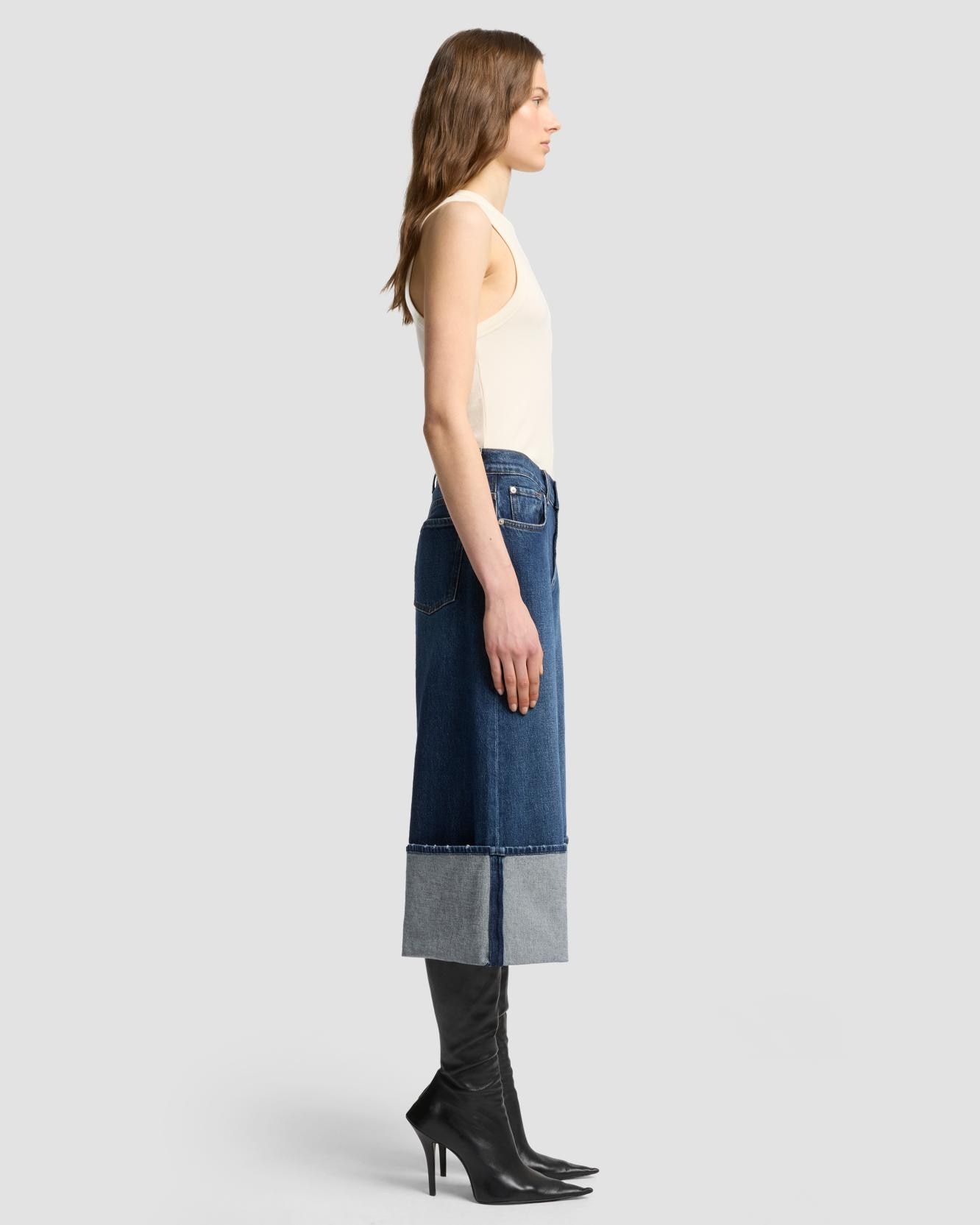 Vaqueros campana de mujer culotte de tiro alto - 7 For all mankind - Azul marino Azul marino-5