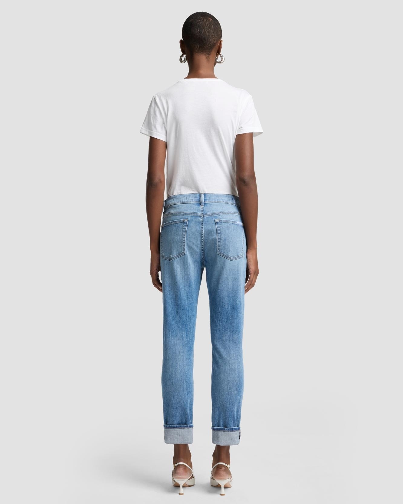Vaqueros pitillo de mujer relaxed skinny de tiro medio - 7 For all mankind - Azul claro Azul claro-3