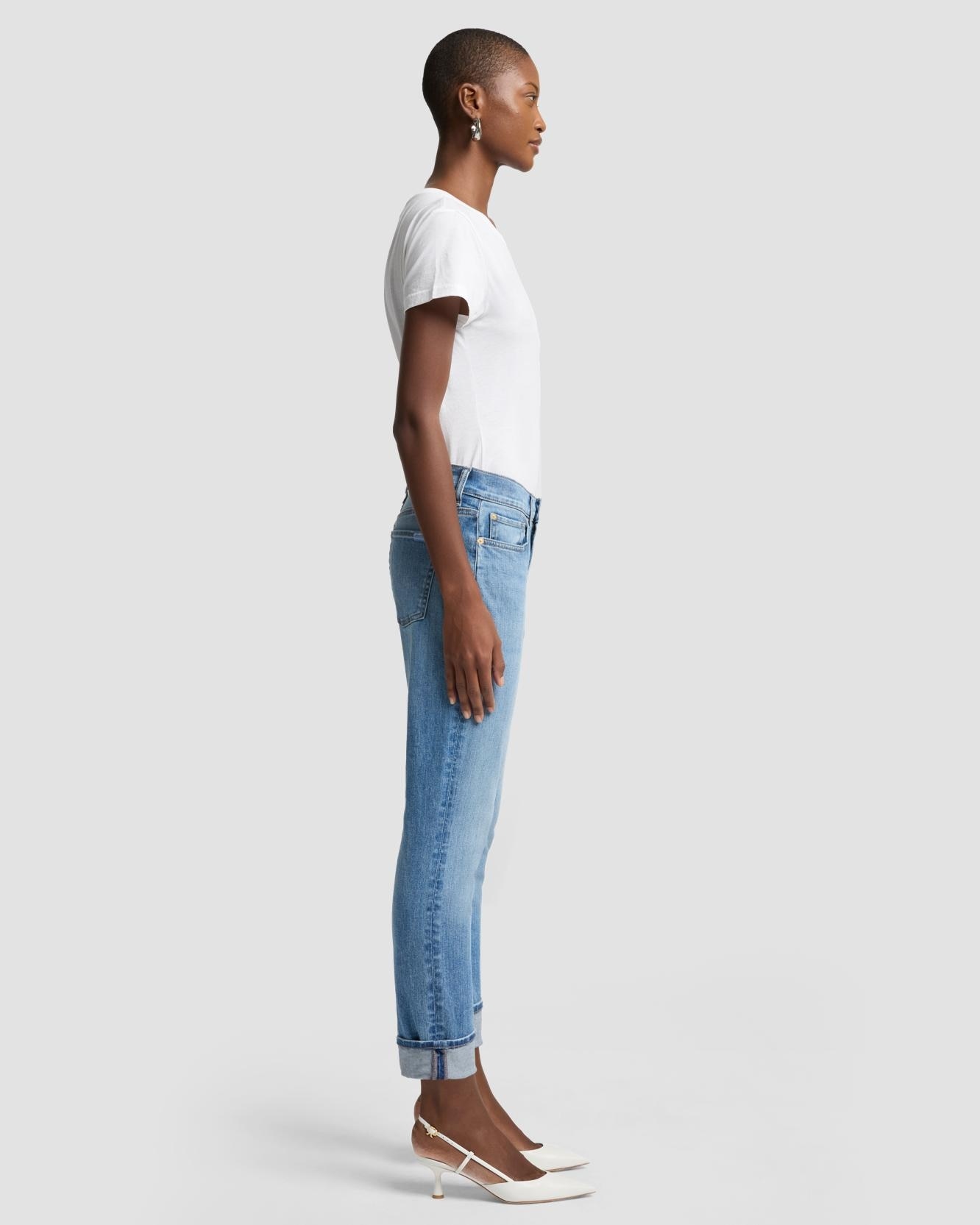 Vaqueros pitillo de mujer relaxed skinny de tiro medio - 7 For all mankind - Azul claro Azul claro-5