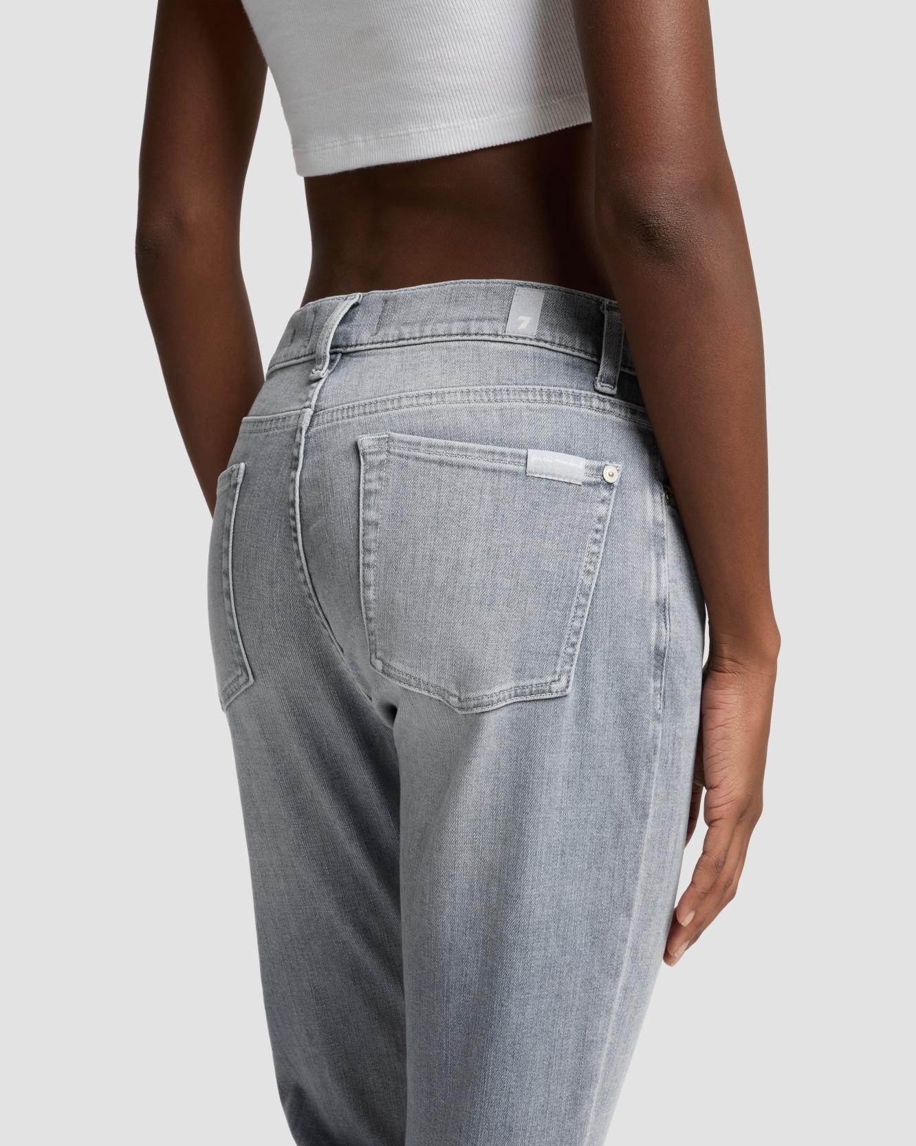 Vaqueros pitillo de mujer relaxed skinny de tiro medio - 7 For all mankind - Gris Gris-4