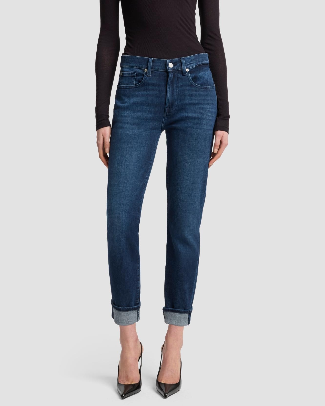 Vaqueros pitillo de mujer relaxed skinny de tiro medio - 7 For all mankind - Azul marino Azul marino-2