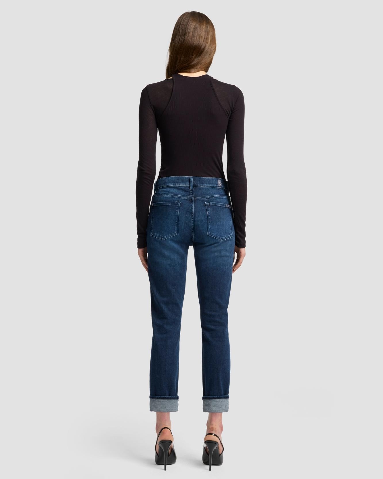 Vaqueros pitillo de mujer relaxed skinny de tiro medio - 7 For all mankind - Azul marino Azul marino-3