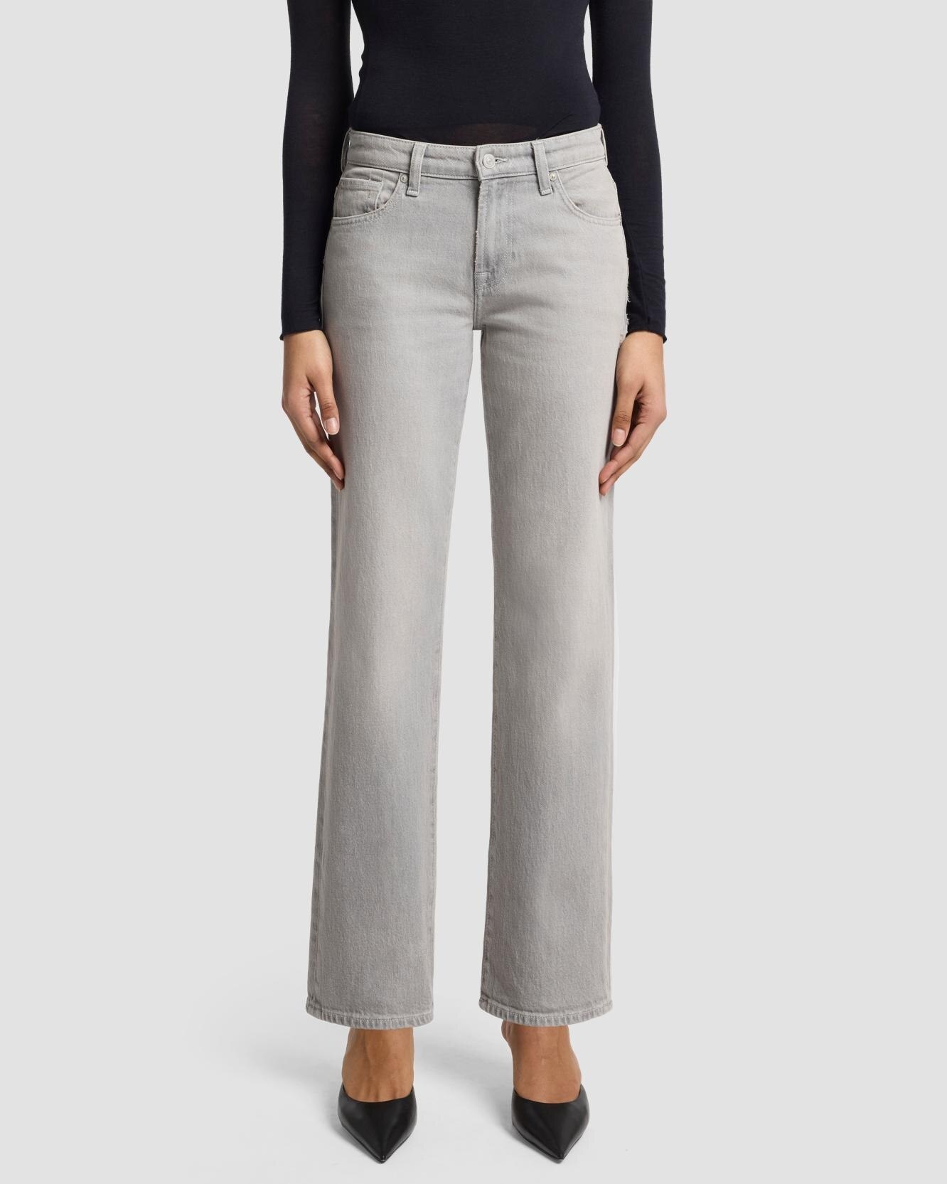 Vaqueros rectos de mujer calie straight de tiro medio - 7 For all mankind - Gris Gris-2