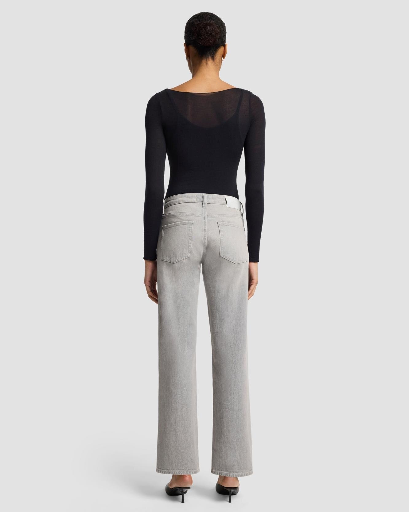 Vaqueros rectos de mujer calie straight de tiro medio - 7 For all mankind - Gris Gris-3
