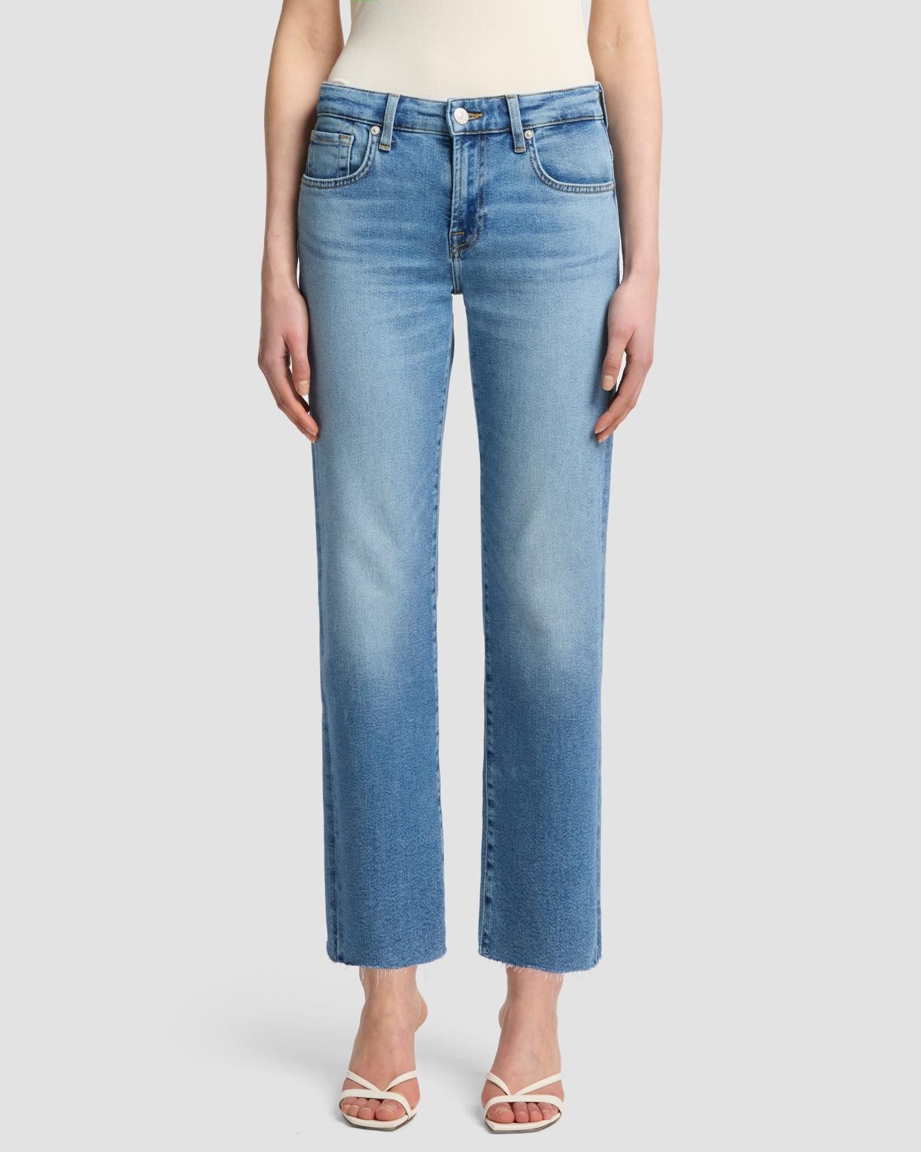 Vaqueros rectos de mujer calie straight de tiro medio - 7 For all mankind - Azul denim Azul denim-2