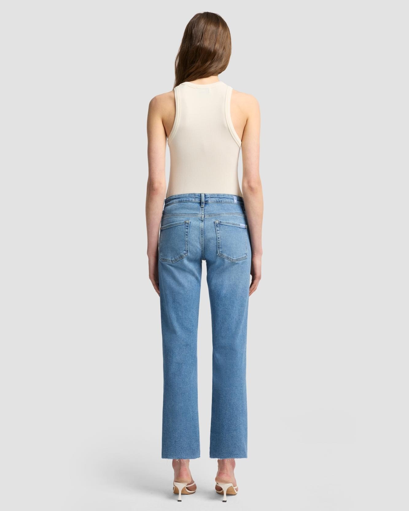 Vaqueros rectos de mujer calie straight de tiro medio - 7 For all mankind - Azul denim Azul denim-3