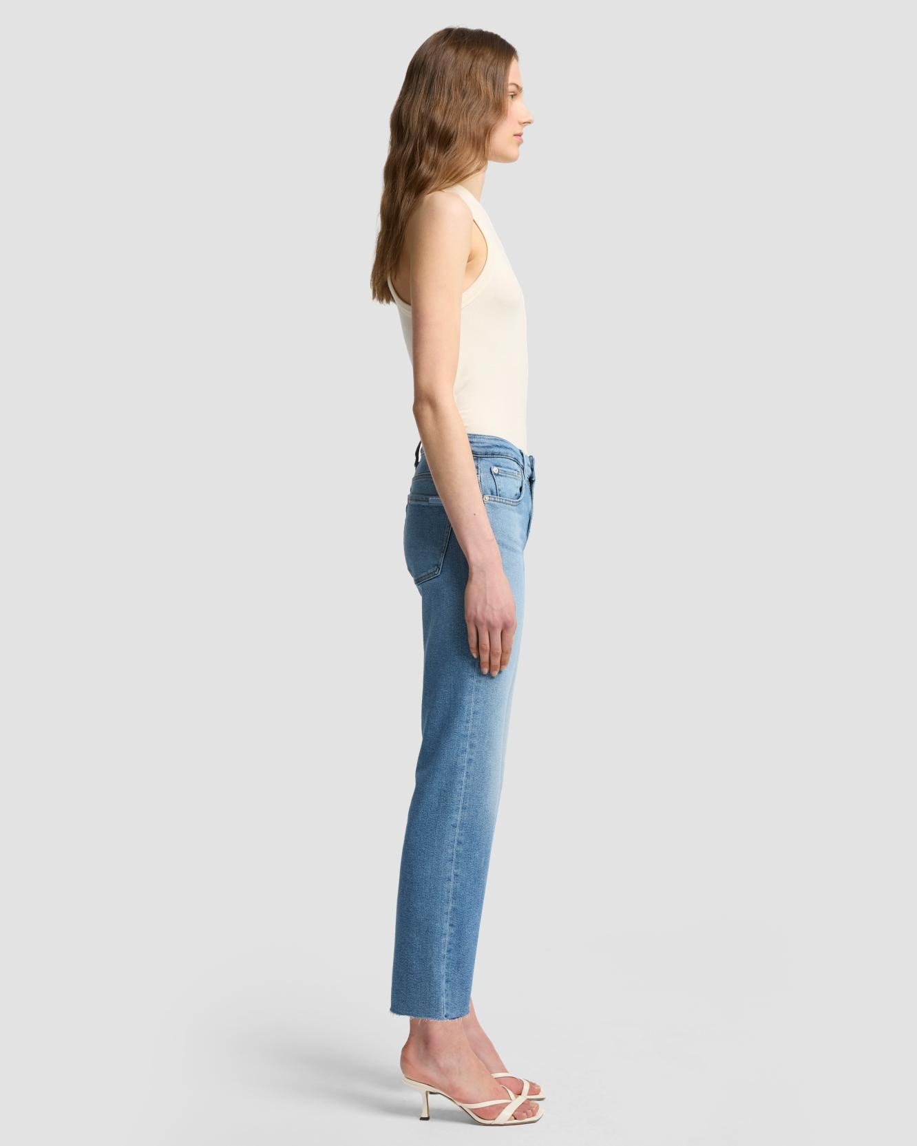 Vaqueros rectos de mujer calie straight de tiro medio - 7 For all mankind - Azul denim Azul denim-5