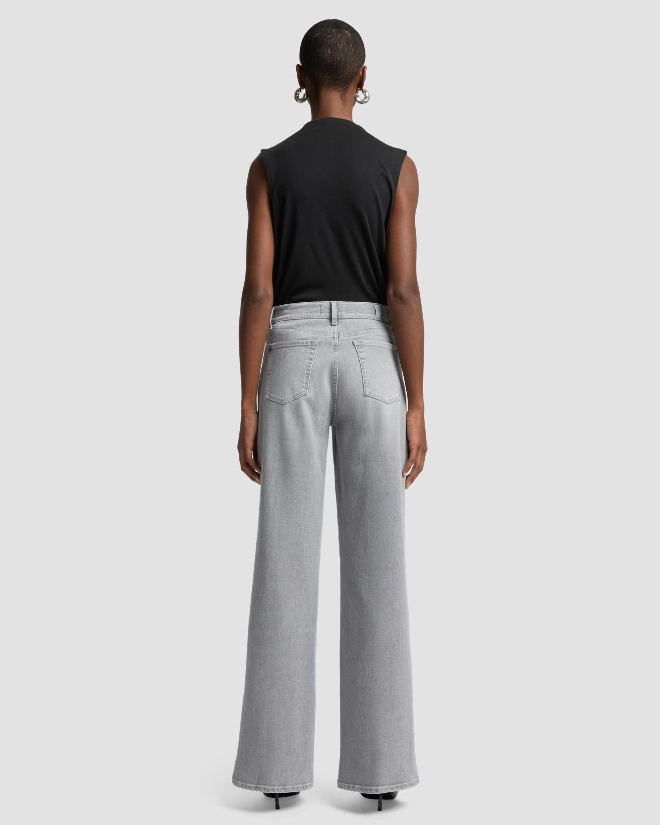 Vaqueros campana de mujer Lotta de tiro alto - 7 For all mankind - Gris Gris-3