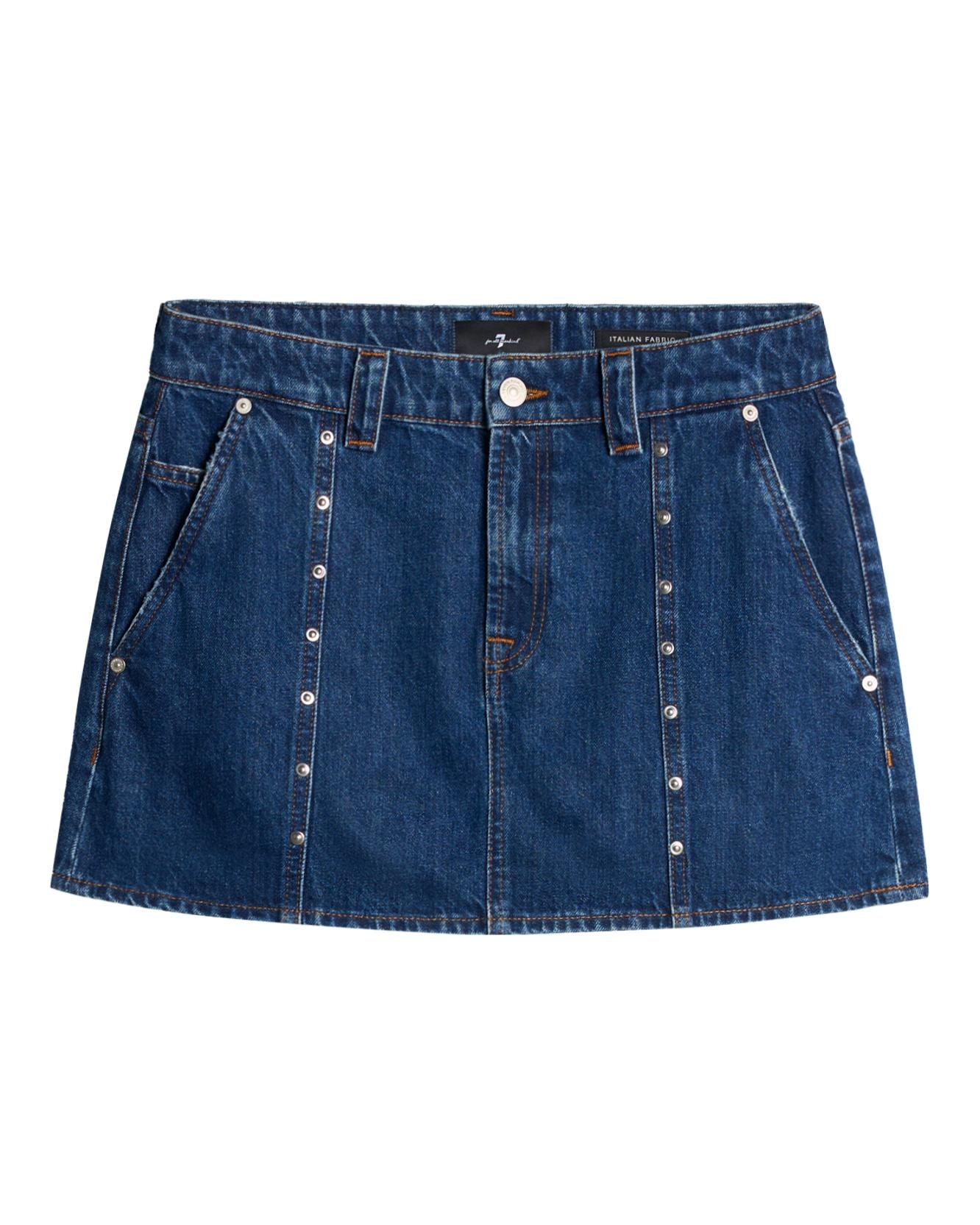Falda mini en denim - 7 For all mankind - Azul marino Azul marino-6
