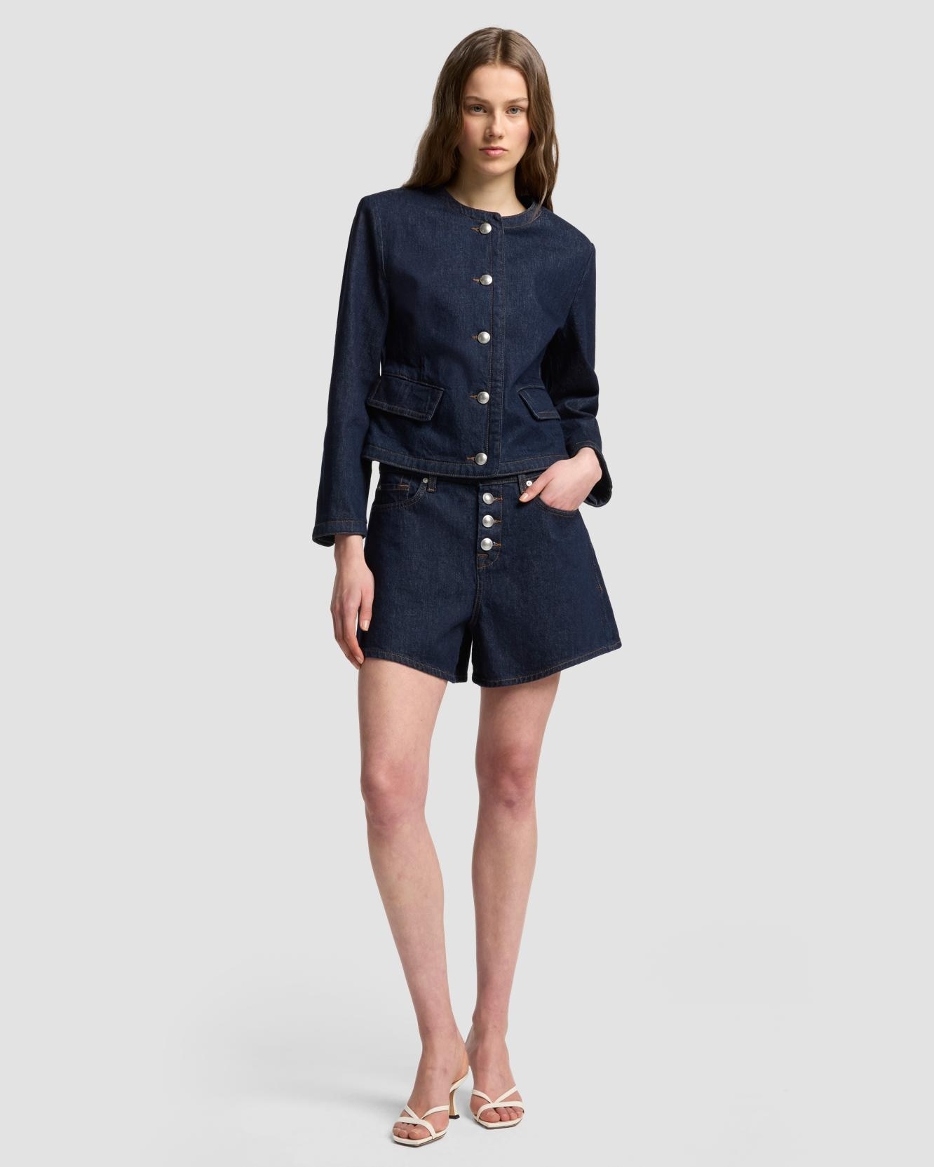 7 For all mankind - Shorts de mujer Kori de tiro medio.