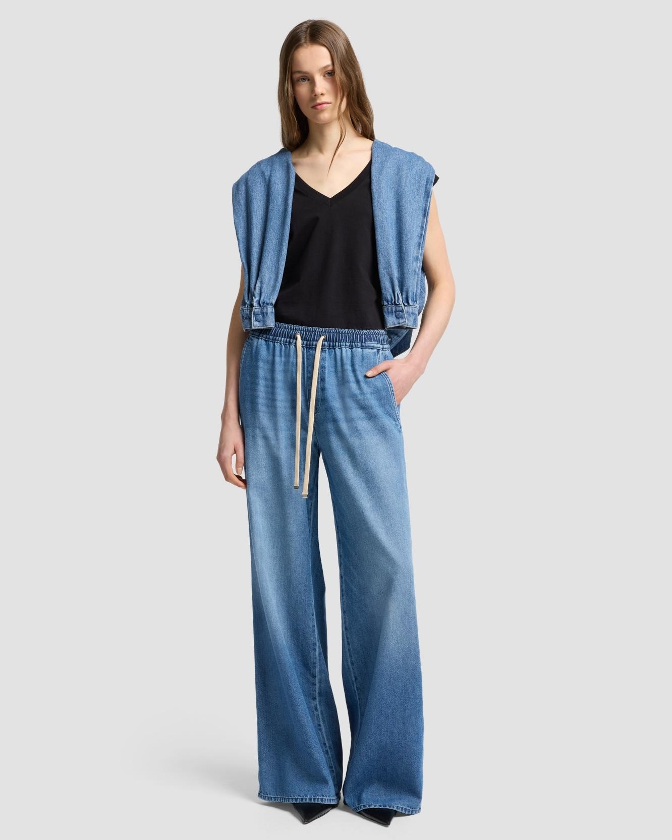 7 For all mankind - Pantalones jogger de mujer Pull On de tiro medio.