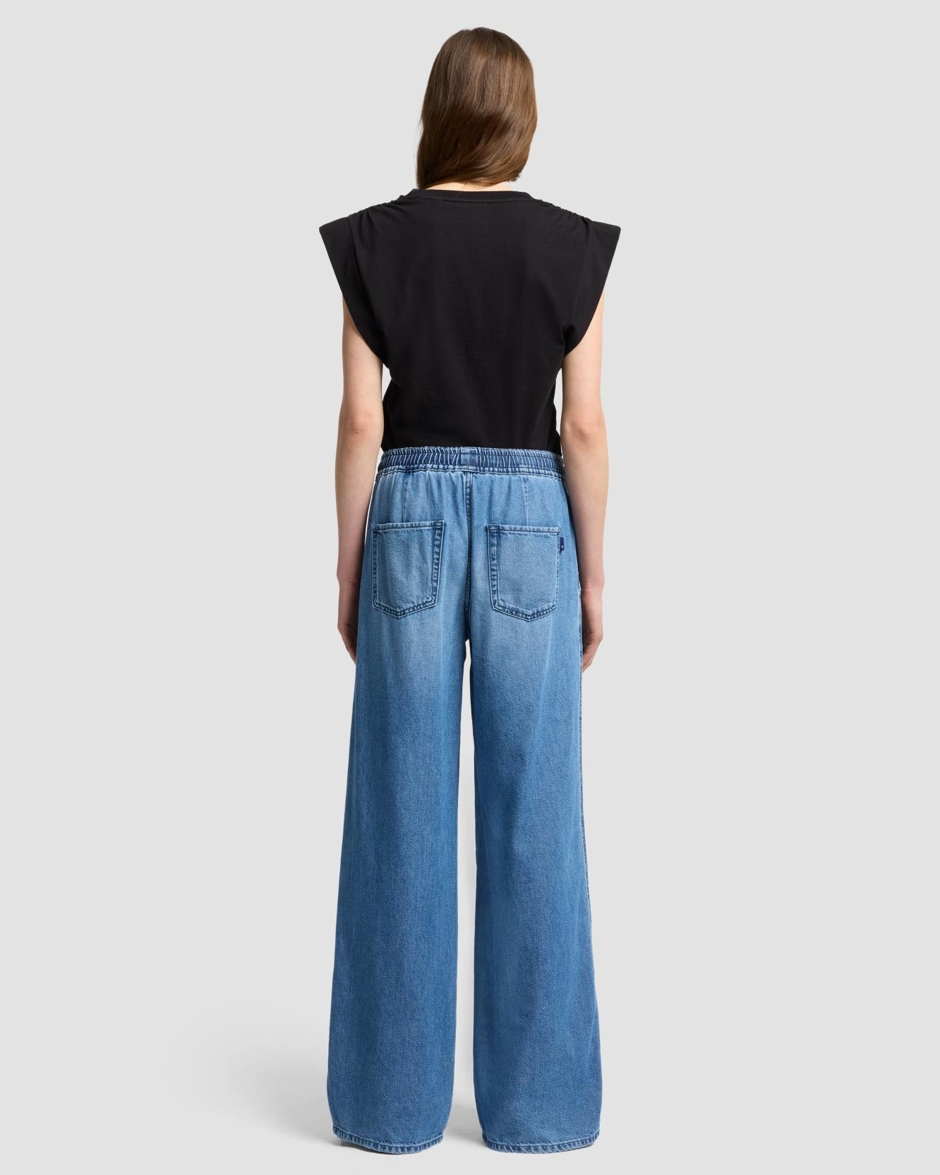 Pantalones jogger de mujer pull on de tiro medio - 7 For all mankind - Azul denim Azul denim-3