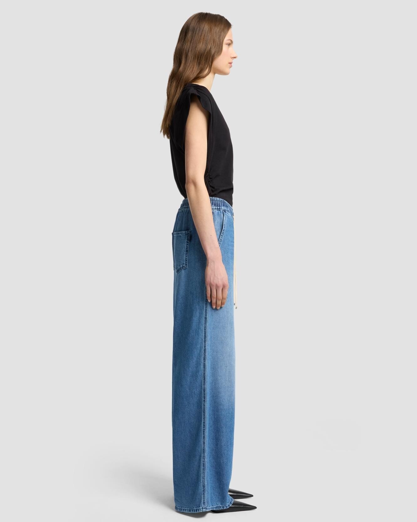 Pantalones jogger de mujer pull on de tiro medio - 7 For all mankind - Azul denim Azul denim-5