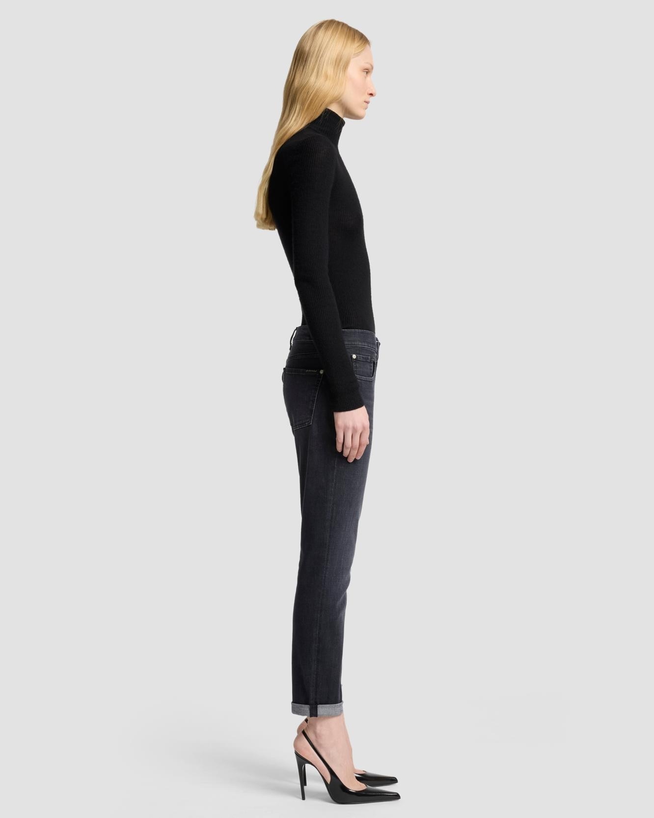 Vaqueros pitillo de mujer relaxed skinny de tiro medio - 7 For all mankind - Negro Negro-5