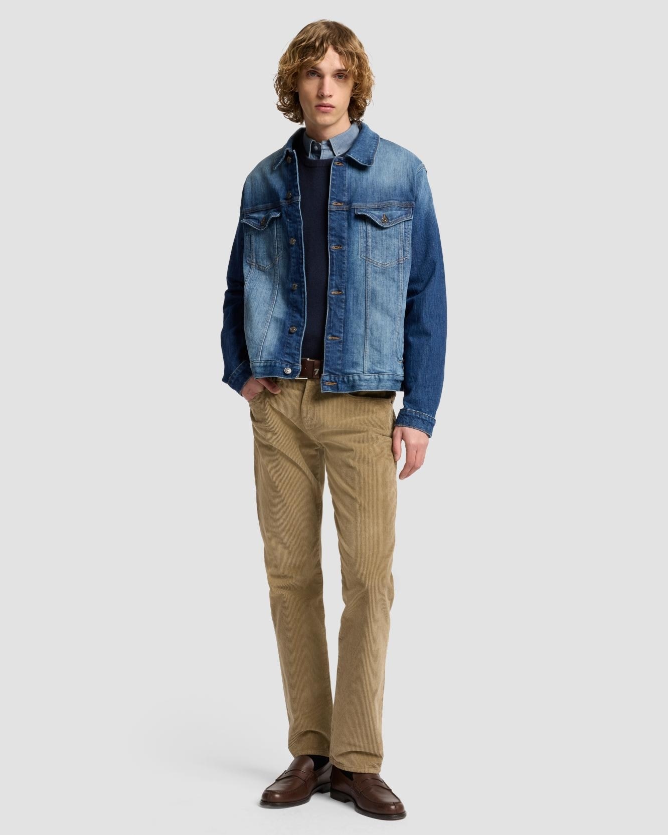 7 For all mankind - Pantalones de hombre slim de tiro medio en color beige.
