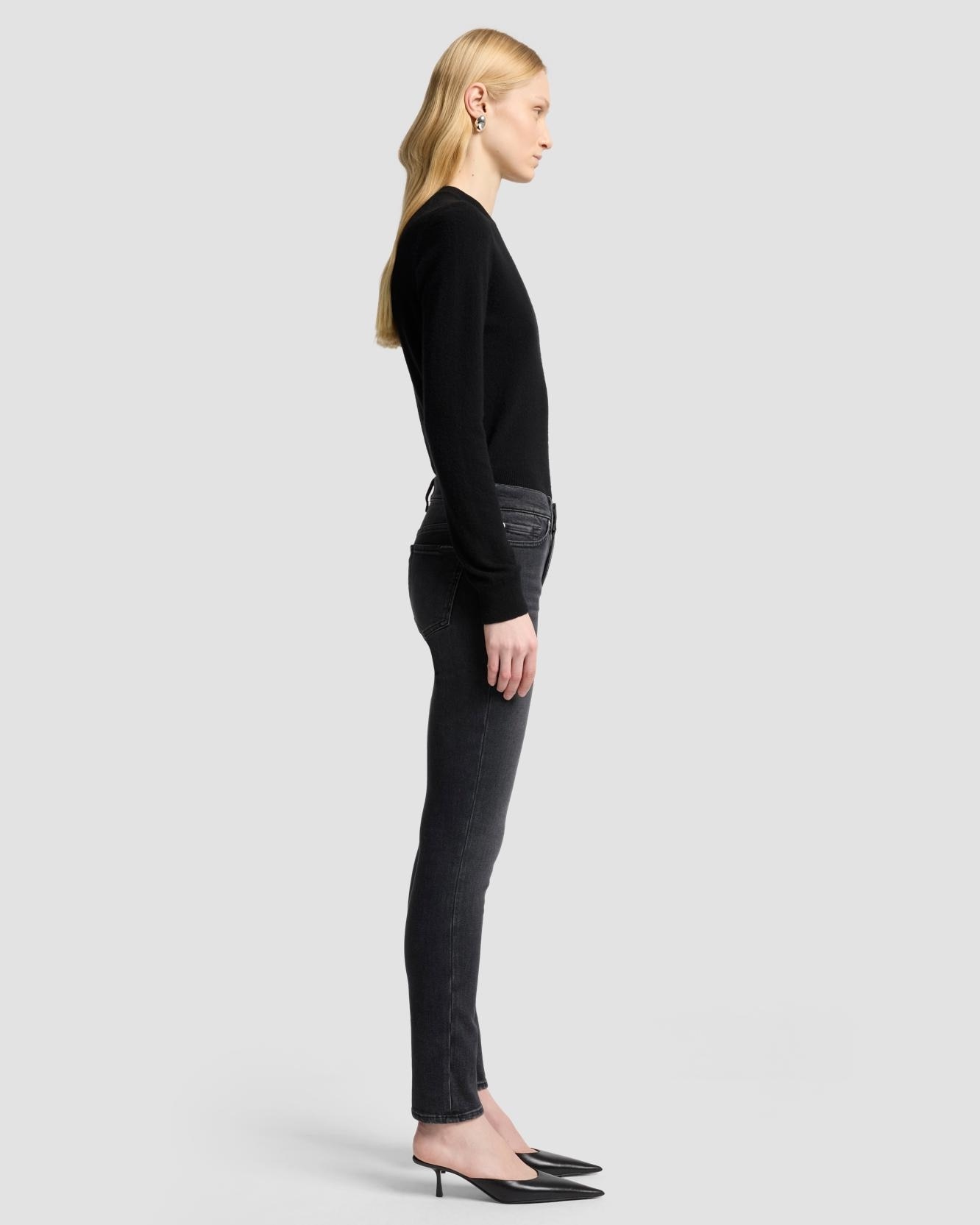 Vaqueros pitillo de mujer roxanne de tiro medio - 7 For all mankind - Negro Negro-5