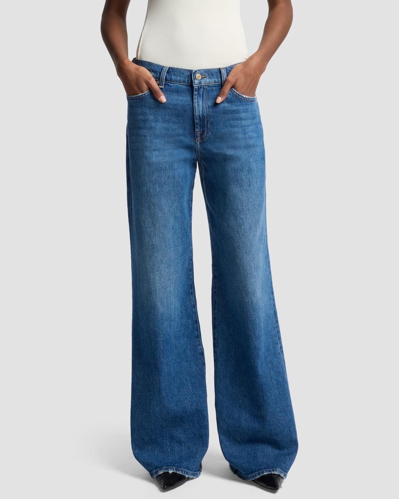 Vaqueros campana de mujer lotta de tiro alto - 7 For all mankind - Azul denim Azul denim-2