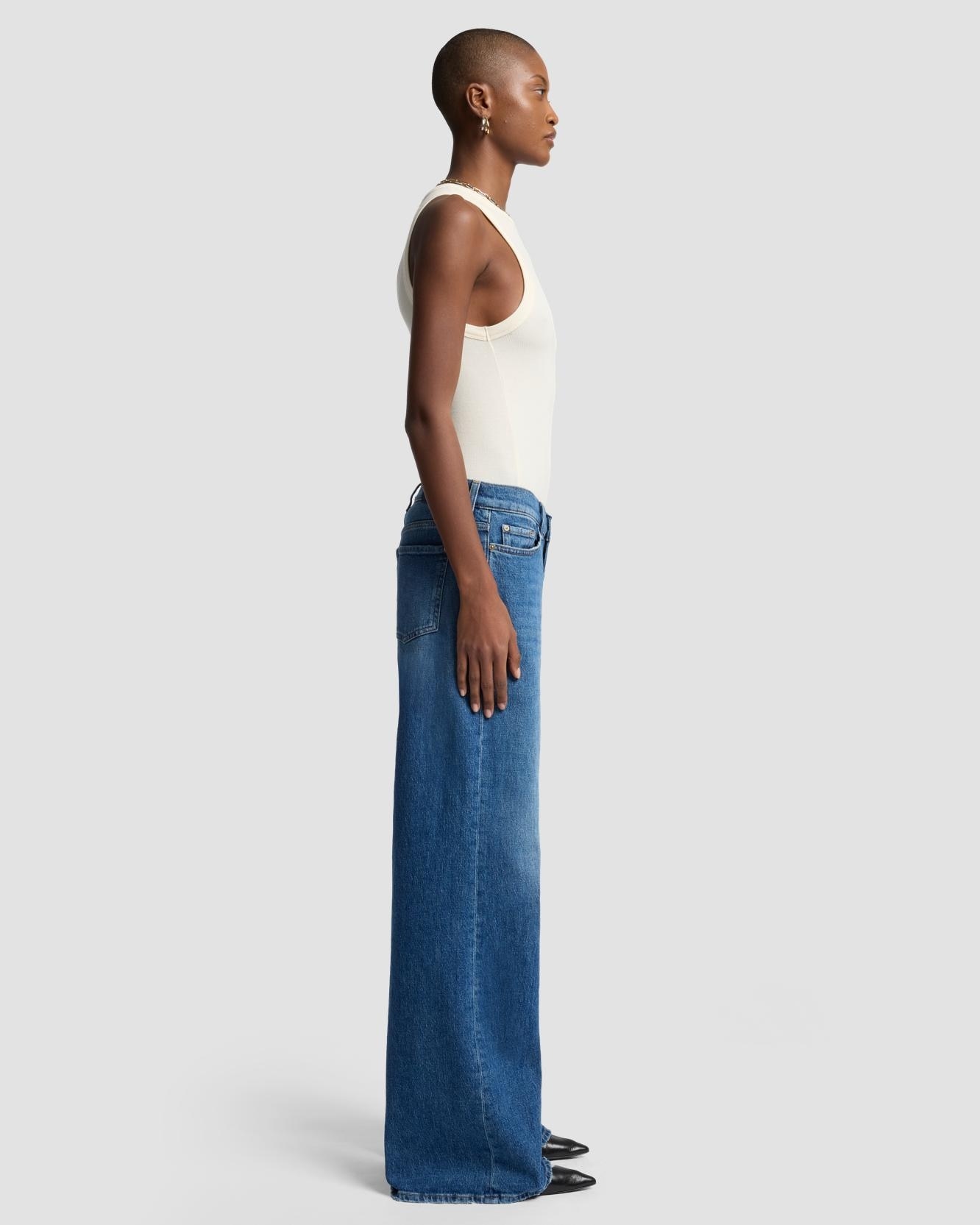 Vaqueros campana de mujer lotta de tiro alto - 7 For all mankind - Azul denim Azul denim-5