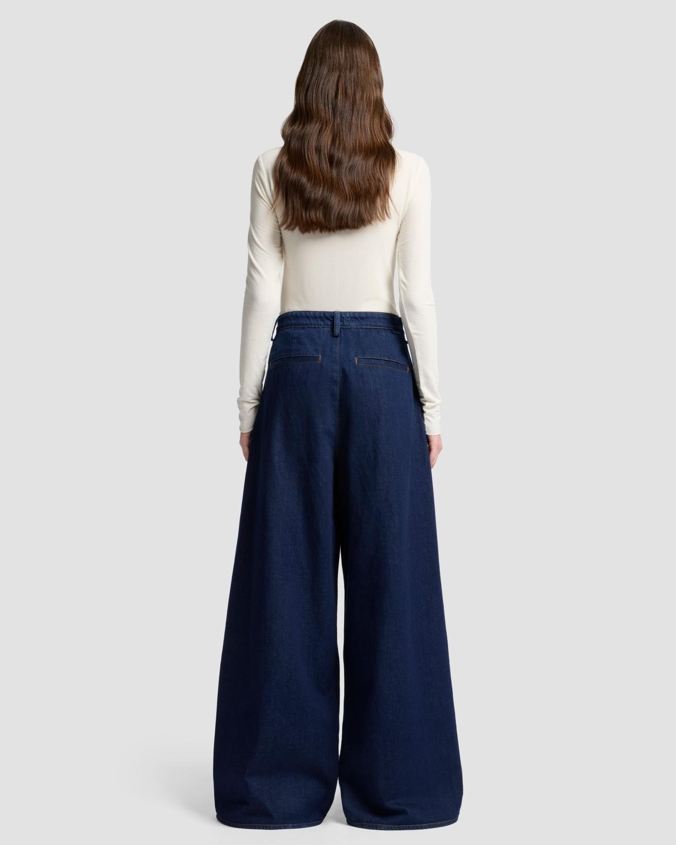 Vaqueros campana de mujer pleated wide de tiro alto - 7 For all mankind - Azul marino Azul marino-3