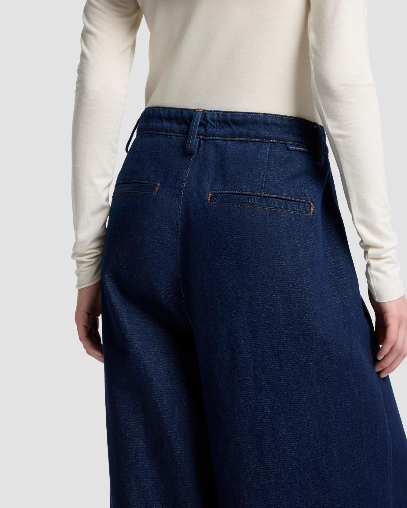 Vaqueros campana de mujer pleated wide de tiro alto - 7 For all mankind - Azul marino Azul marino-4