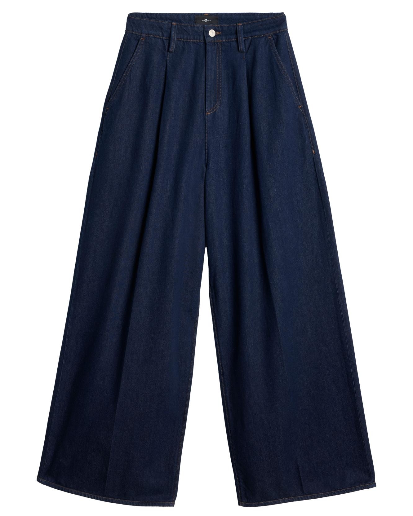 Vaqueros campana de mujer pleated wide de tiro alto - 7 For all mankind - Azul marino Azul marino-6