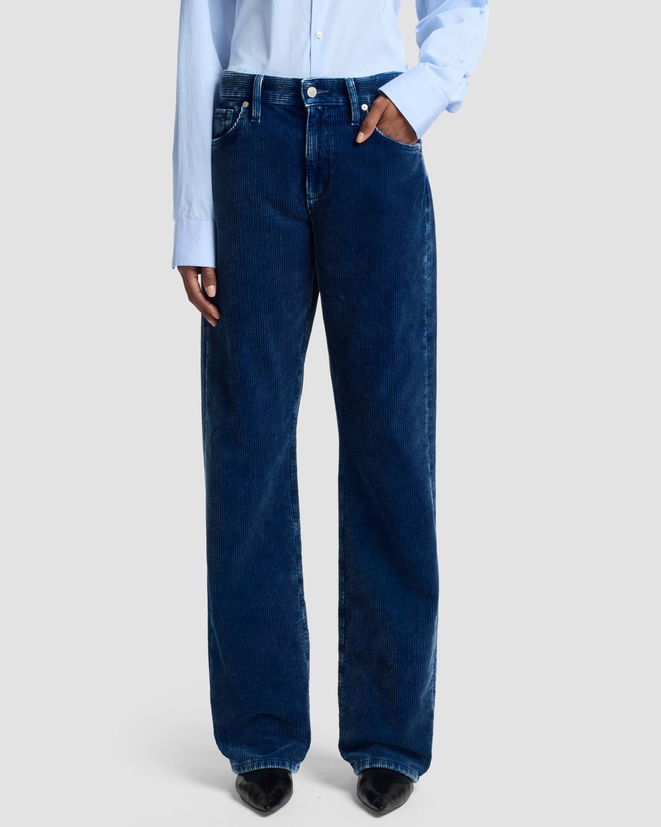 Vaqueros campana de mujer tess trouser de tiro alto - 7 For all mankind - Azul Azul-2